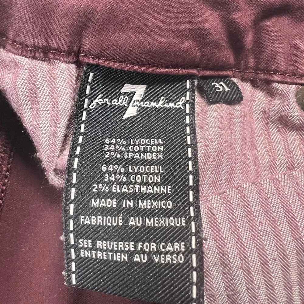 7 For All Mankind Jeans Womens‎ 31 Burgundy Blair Stretch Lightweight - Picture 4 of 11